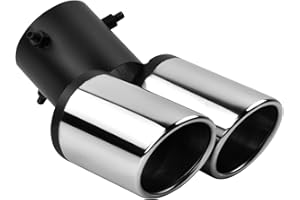 Wisebom Exhaust Trim Car Universal Exhaust Silencer Tailpipe, Stainless Steel Car Exhaust Tailpipe Double Slanted Outlet Tailpipe, Exhaust Tips Car Accessories