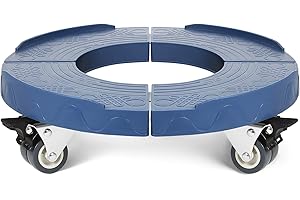 W B D WEIBIDA Round Dolly with Wheels, Heavy Duty 440lbs Capacity, Adjustable 15-19 Inch Trash Can Dolly with 4 Locking Swivel Wheels, Blue