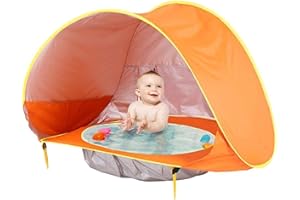 ANSHKA Sun Baby Beach Tent with Pool, Easy Fold Up & Pop Up Baby Tent with Pool UPF 50+ UV Protection Outdoor & Waterproof Sun Tent, Beach Shade Baby Pool Tent for Toddler Infant Aged 3-48 Months