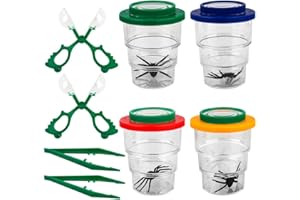 LUFEIS Boîte Loupe À Insecte,Ensemble de Pièges à Insectes,4 Pièces Loupes avec Pince à épiler en Plastique,Muglupe Magnificent Box,pour Enfants Outil d'Exploration de Nature Sciencec