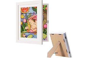 SicaHomy Bilderrahmen Kinderzeichnungen, Bilderrahmen Für Kinderzeichnungen A4, Klappbarer Aufklappbarer Kunst Kinder Rahmen, Befüllbarer Kunstfotorahmen Frontöffnung Wechseln (1 Stück Weiß)