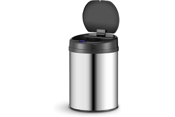 Juskys poubelle automatique avec capteur de 30 L - poubelle électrique, détecteur de mouvement, couvercle automatique, étanche, bague de serrage, cuisine - argenté