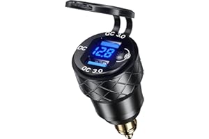 Kewig Aluminium DIN HELLA Powerlet Stecker Ladegerät Motorrad Dual Schnellladegerät 3.0 USB Ladegerät Netzadapter mit LED Display Kompatibel mit ATV Street Bike Rennrad Offroad
