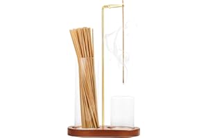 SDHIIOLP Wooden inverted incense holder, With removable glass ash collector, Upgraded wooden dust-proof incense burner suitable for yoga, spa, meditation and home relaxation (brown)