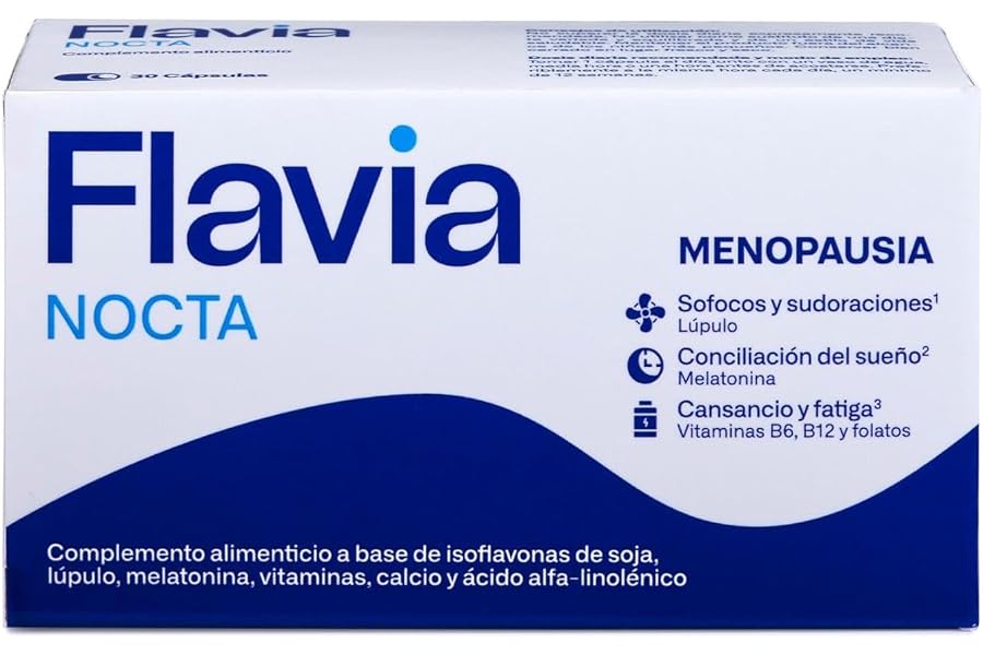 FLAVIA Nocta 30 Comprimidos, Alivia los Síntomas de la Menopausia, con Isoflavonas de Soja y Melatonina, Mejora el Sueño, Bie