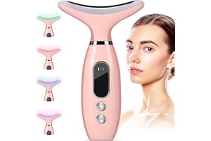 SERFOXD Massaggiatore Viso Lifting, 45°C Terapia Della Luce che Rassoda il Dispositivo di Bellezza del Massaggiatore Facciale del Collo con 4 Modalità LED Massaggio per il Sollevamento del Viso