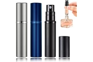 POTWPOT Perfume Refillable Bottle, 3 Pack Perfume Atomisers Refillable Travel Perfume Atomizer for Men and Women with 5ml Pocket Size (Black & Blue & Grey)