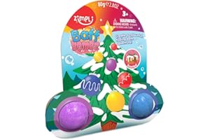 ZIMPLI KIDS ZIMPLI - Christmas Tree Baff Bombz on Gift Card, Xmas Gift, Bath Bombs Stocking Filler for Boys & Girls, Fizzers for Kids, UK Made
