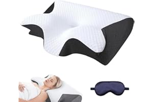 Knubbuf CuroSleep - Die Erleichterung, auf die Sie gewartet haben, Curo Sleep Kissen, Ergonomisches Nackenstützkissen, Orthopädisches Kopfkissen für Rücken, Seiten, Bauchschläfer (Schwarz)