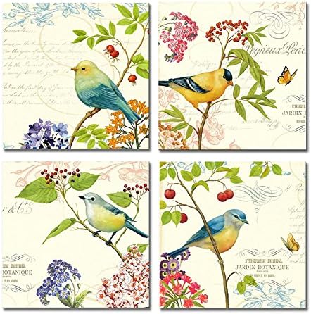 Cairnsi 4 Piece Modern Framed Landscape Artwork Giclee Canvas Prints Pictures Paintings on Canvas Wall art for Living Room Bedroom Home Office Decorations,bird
