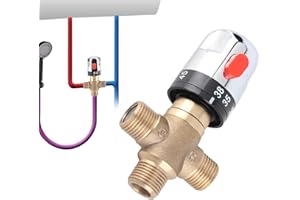 Uadme Mitigeur thermostatique mitigeur thermostatique 3 voies en laiton massif 15 mm sensible à la température tuyau lavabo contrôle thermostat mitigeur de douche avec connecteur 1/2" G