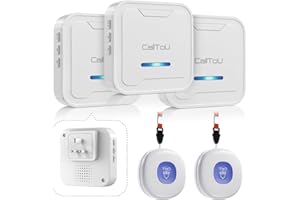 CallToU Wireless Personal Alarms for Elderly Caregiver Pager System with Elderly Alarm Call Button Panic Button Fall Alarm for Elderly Call Bell for Elderly With 2 Receivers 3 Button