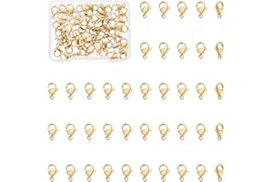 UNICRAFTALE 50 pieza Cierres Langosta de Acero Inoxidable Cierres de Garra Ganchos para Llavero Cierre Collar Dorada para Hacer Collares Bricolaje Cierres de Garra para Joyas Agujero 1.5 mm
