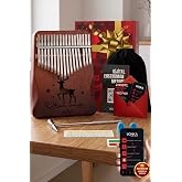 Midex KLX-520 Hakiki Ağa&ccedil; Kalimba Geyik Desenli Ahşap Full Set 17 &Ccedil;elik Tuşlu