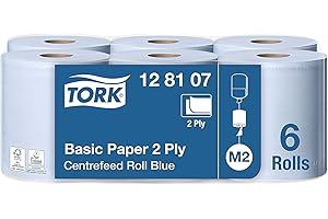 Tork Basic Centrefeed Wiping Paper Blue M2, Cost-Efficient Paper Towels, 6 x 150m, 128107