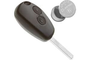 JONGO - Guscio Chiave con Lama Compatibile con Renault Clio, Kangoo, Master, Modus, Twingo & Wind | con 1 batteria CR2016 | Custodia Chiave Plip Macchina Telecomando 2 Pulsanti