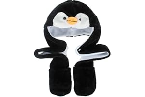 JK Home Bambini adolescenti cappello guanti sciarpa set cartone animato pile 3 in 1 partito animale cappelli sciarpa guanti guanti con tasche caldo peluche cappuccio Earflap Beanie