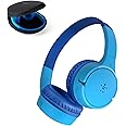 Belkin SoundForm Mini - Wireless Bluetooth Headphones for Kids with 30H Battery Life, 85dB Safe Volume Limit, Built-in Microphone - Kids On-Ear Earphones for iPhone, iPad, & More - Blue w/Case