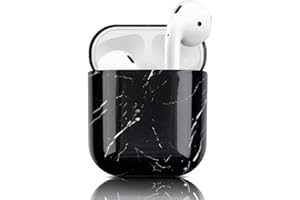 Newseego Kompatibel mit AirPods Hülle, Ultradünnes Marmor AirPods Case Vollschutz Hülle Marmor Muster Airpod Tragbare Hülle für AirPods 2 Hülle Earpods Ohrhörer-Ladetasche - Schwarz