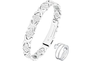 Jeracol Magnetarmband Damen und Magnetringe Damen, Reduziert Schmerzen und Arthritis Edelstahl Therapeutisches Magnet Armband einstellbare Größe & Schmuck Geschenkbox