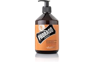 Proraso Shampoing Barbe Bois & Épice, 500ml, Shampoing pour barbe parfumé qui adoucit, soigne et élimine en douceur les impuretés, Fabriqué en Italie