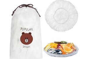 AMFUN 100 stycken matförvaringspåsar, plastfolie med gummiband, återanvändbar plastfilm, elastiska lock, elastiska tätningspåsar för förvaring av mat