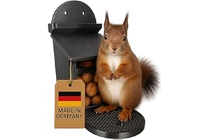 TROPICSHOP Schwarzes Eichhörnchen-Futterhaus aus Kunststoff– Witterungsbeständig mit Abnehmbarer Kunststoffscheibe, Belüftetem Innenfach & Rutschfester Sitzfläche – Stabil für Außenbereiche (Night Schwarz)