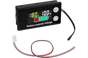 AYWHP Batería de 12 V, 24 V, 36 V, 48 V, 60 V, 72 V, 84 V, indicador de batería, medidor de voltaje digital LCD, medidor de voltaje CC 8-100 V, monitor de capacidad de batería con función de alarma