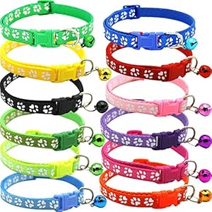 BETOY – Collar para Mascotas con Campanas, Collar Reflectante Personalizado Ajustable, Reutilizable, Felpa Suave, Cuello de Piel de Animal doméstico de para Gatos, Cachorros(12 pcs)