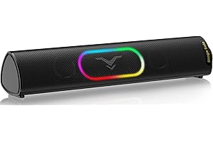 STAGESOUND Lautsprecher, Bluetooth 5.3 , HiFi-Klang Computer Soundbar mit 12W Spitzenleistung, USB-betrieben, Plug and Play, 3,5 mm AUX Anschluss, RGB für PC, Desktop, Laptop