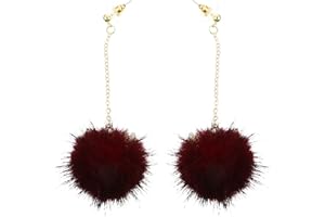 ABOOFAN 1 Paire de Boucles d'oreilles en Forme d'oreilles de Chat avec Pompon en Fourrure pour Femme et Fille