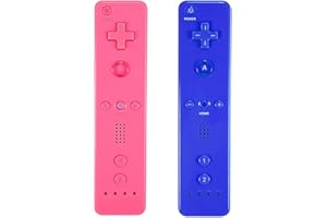 HENTOK Wii Controller 2 Pack - Wii Remote with Silicone Case and Wrist Strap (pink+blue)