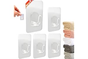 BUYLUX Ganchos Adhesivos para Pared Cuelga Facil - Colgadores Adhesivos Resistentes Ideal para Colgar Llaves, Toallas Baño, Organizador de Cocina o Accesorios Baño Paredes - 5 UDS (Transparente)