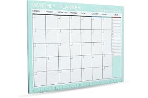 Premify Monthly & Weekly Planner Pads, Undated Make To Do List Calendar Desk Notepad, Chore chart Planning Pad, Easy Page Tear-Off (54 Sheets)