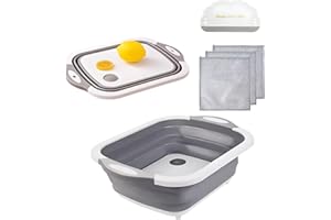 AGOGUE 3 en 1 Lavavajillas Plegable Camping Tabla de Cortar, Cuenco de Cocina Portátil Lavabo Plegable Cuenco Plegable Camping Cocina Suitable Cocina Exterior Barbacoa Camper Camper para Frutas Verduras