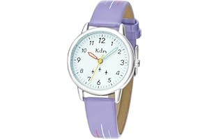 KDM Zegarki dziecięce Analogowy kwarc 30mm, Czas Nauczyciel Zegarki dla chłopców Dziewczynki, Wodoodporne świetlista zegarki na rękę Pasek skórzany, Prezenty dla dzieci w wieku 3-12 lat