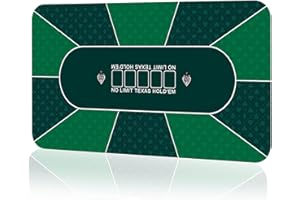 Amrocky Professional Poker Mat, 120 x 60 cm, 8-10 Player, Portable, Rubber Texas Hold'em Poker Table Top Layout with Carrying Bag