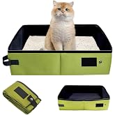 PetGlimmer Portable Foldable Cat Litter Box, 17.7 x 13.8 x 13 cm | Cat Litter Tray for Travel, Foldable Waterproof Kitty Toil