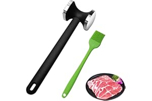 Nafafosa Doppelseitiger Fleischklopfer mit Silikonpinsel, Fleischzartmacher geeignet für Fleisch Gurken Nüsse Knoblauch, plattiereisen für Fleisch