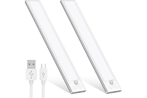 OUILA Luce Armadio LED, Armadio Led con Sensore di Movimento, 20.5CM Magnetica Ricaricabile Luce Led Sottopensile Dimmerabile Lampada per Cucina Scale Soggiorno Bagno Camere da Letto