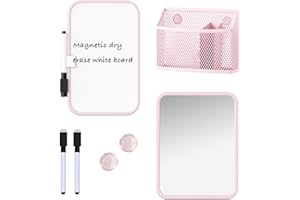 Svartur Magnetic Locker Accessories for Girls with Magnetic whiteboard, Locker Mirror and Magnetic Pen Holder, Pink Locker Decoration for School Locker, Back to School Essentials for Locker Organizer