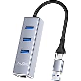 VegGieg USB ve Type-C Gigabit Ethernet Adapt&ouml;r&uuml; 3 Port USB 3.0 &Ccedil;oklayıcı Hub
