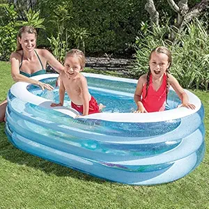 Kreative Marche Oval Whale Fun Swimming Pool Inflatable Bath Tubs for Adults Spa Swimming Bath Tub 5 Feet Blue (with Manual Pump)