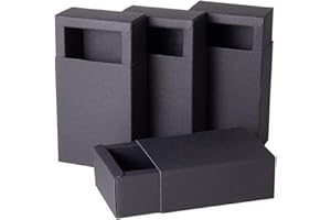 BENECREAT 20 Pack Caja de Caja de Cartón Kraft Cajas de Regalo para Fiesta Superior Envase de Joyería - Negro 11.2x8.2x4.2cm