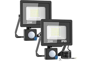 vighep Motion Sensor Lights Outdoor- 20W Small Security Lights Mains Powered,IP65 Waterproof Led Pir Floodlight Outside, 6500K Bright Wall Light for Garden Garage Warehouse Playground Backyard(2PACK)