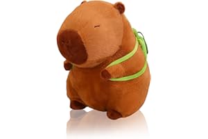 LHOEST Capybara przytulanka w kształcie świnki wodnej, plecak z żółwiami, śliczna pluszowa lalka, prezent dla dzieci (23 cm)