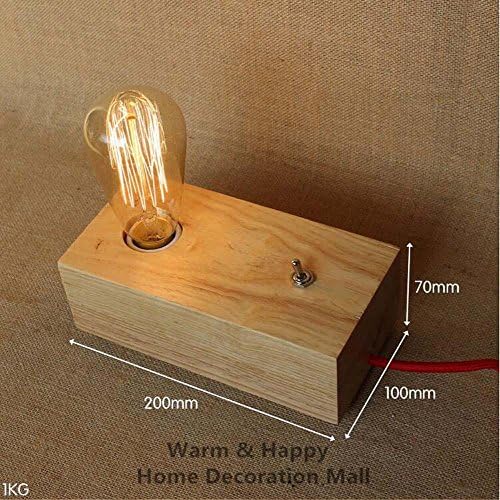 YUHONG@Vintage Table Lamps Edison Bulb Personalized Wood Table Light Dimmable Desk Lamp AC,Luminaria Lamparas Abajur De Mesa