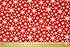 Red Polycotton Fabric with White Snowflake Christmas Print (Per Metre)