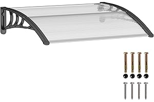 Outsunny Marquesinas Exterior 75x100 cm Tejadillo de Protección para Puertas y Ventanas contra Sol y Lluvia con Soporte de Aleación de Aluminio Transparente