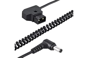 Andoer D-Tap 2Pin Male to DC 5.5 * 2.1mm Extension Coild Cable for Anton V-Mount Battery DSLR Cage Rig Power Supply